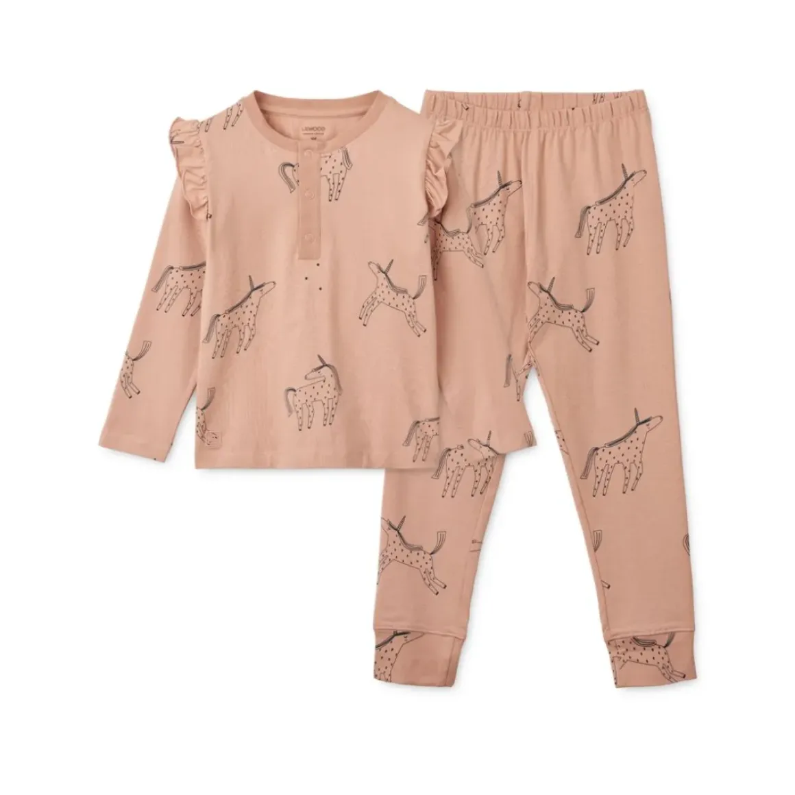 Wilhelm Pyjamassæt Med Flæser Og Print